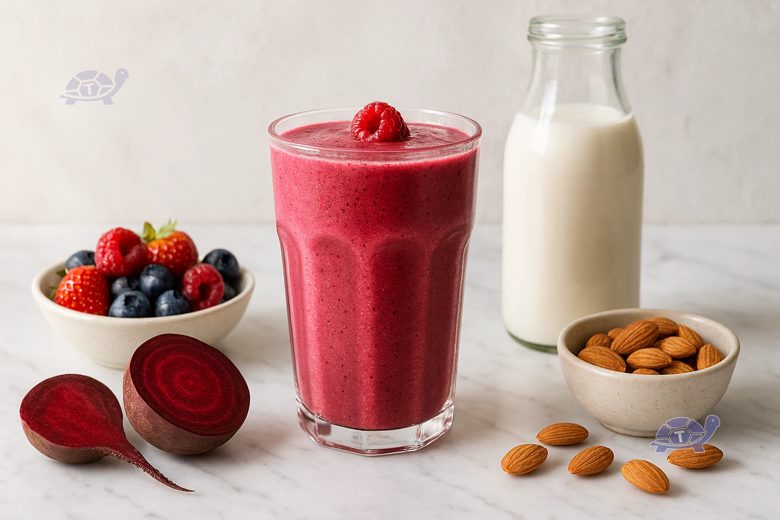 frullato frutti rossi barbabietola latte mandorla